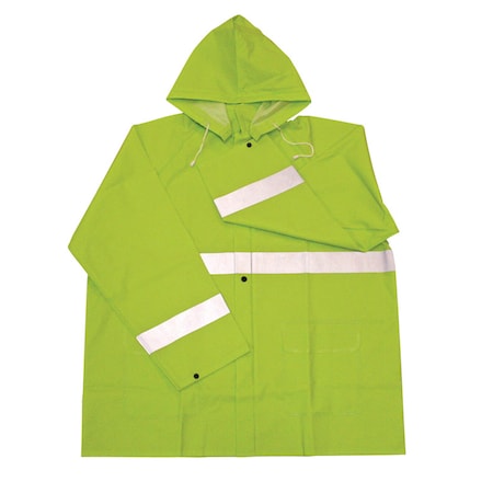Boss Hi-Vis Rain Jacket, PVC, Green, XL 3PR0350NX